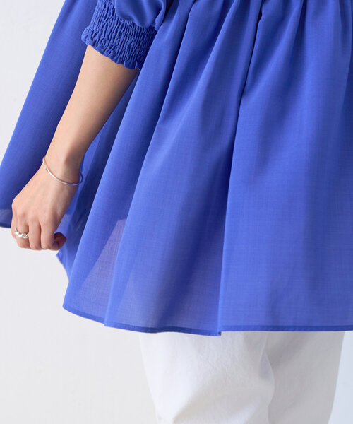 BEARDSLEY（ビアズリー）の「シアーギャザーチュニック（シャツ/ブラウス・レディース・ブラック/ブルー・FREE）」の9枚目の写真