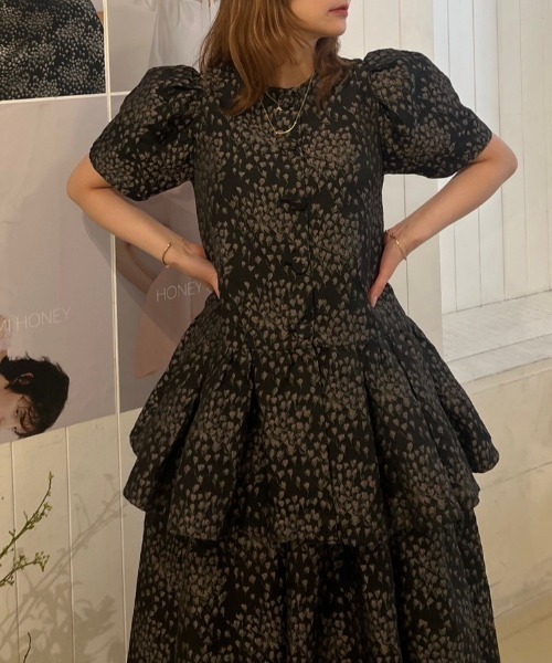 ハニーミーハニー　taffeta jacquard blouse jacket taffeta jacquard blouse jacket