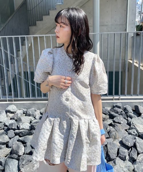 セール】taffeta jacquard blouse jacket（ノーカラージャケット