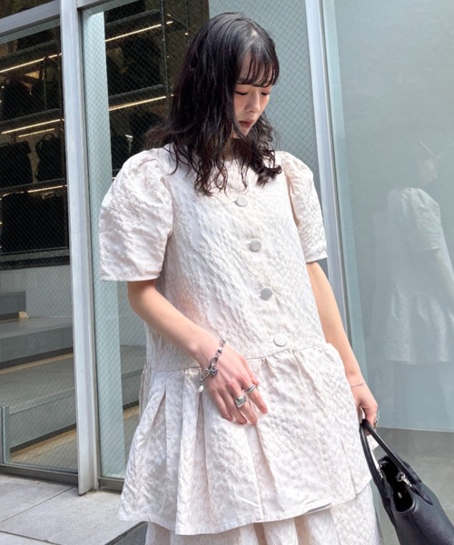 セール】taffeta jacquard blouse jacket（ノーカラージャケット