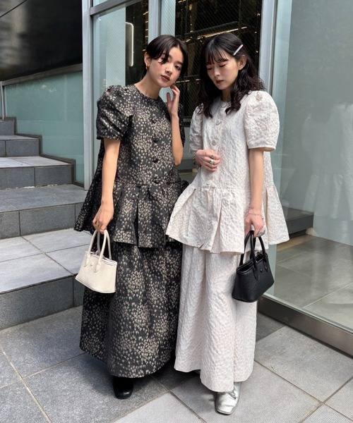 【日本限定モデル】 セール】taffeta jacquard blouse jacket（ノーカラージャケット トップス