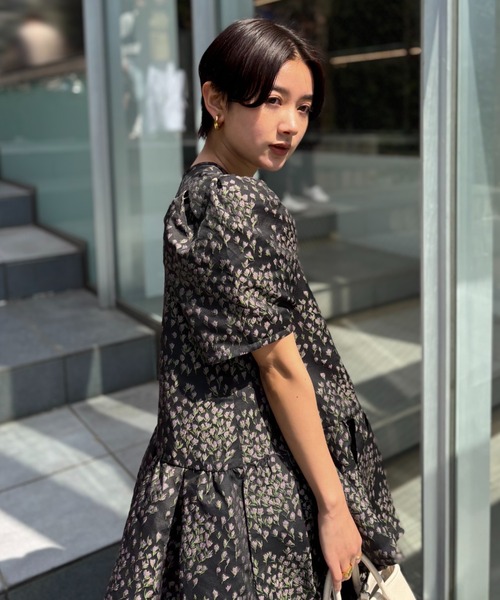 セール】taffeta jacquard blouse jacket（ノーカラージャケット