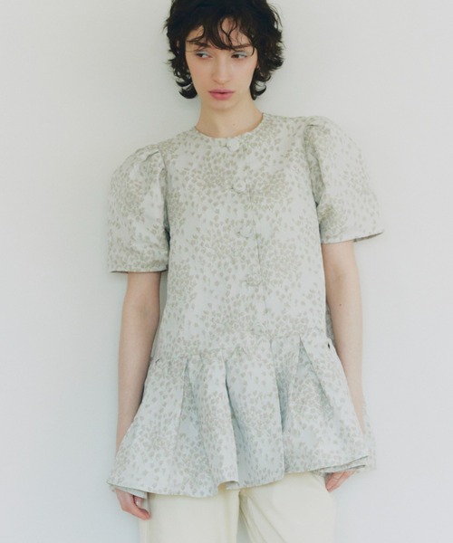 HONEY MI HONEY（ハニーミーハニー）の「taffeta jacquard blouse jacket（ノーカラージャケット・レディース・オフホワイト/ピンク/ブラック・FREE）」の15枚目の写真