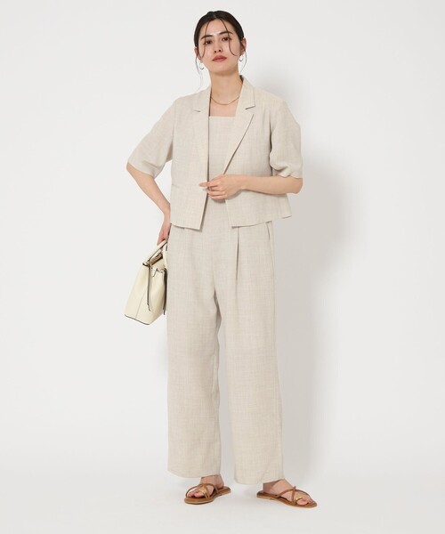 green label relaxing（グリーンレーベルリラクシング）の「［size SHORTあり］Softリネンライク オールインワン -マシンウォッシャブル・吸水速乾-（サロペット/オーバーオール・レディース・ダークグレー/ナチュラル・FREE/SHORT）」の12枚目の写真