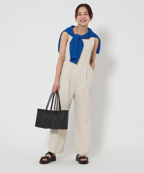 green label relaxing（グリーンレーベルリラクシング）の「［size SHORTあり］Softリネンライク オールインワン -マシンウォッシャブル・吸水速乾-（サロペット/オーバーオール・レディース・ダークグレー/ナチュラル・FREE/SHORT）」の14枚目の写真