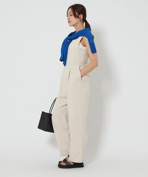 green label relaxing（グリーンレーベルリラクシング）の「［size SHORTあり］Softリネンライク オールインワン -マシンウォッシャブル・吸水速乾-（サロペット/オーバーオール・レディース・ダークグレー/ナチュラル・FREE/SHORT）」の15枚目の写真