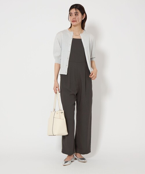 green label relaxing（グリーンレーベルリラクシング）の「［size SHORTあり］Softリネンライク オールインワン -マシンウォッシャブル・吸水速乾-（サロペット/オーバーオール・レディース・ダークグレー/ナチュラル・FREE/SHORT）」の18枚目の写真