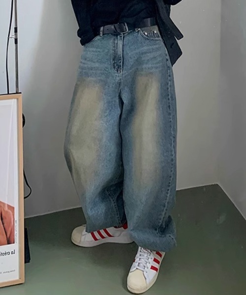 NOWLE(ノウル)の「【NOWLE】ヴィンテージライク ワイドデニムパンツ(デニムパンツ・メンズ・ライトブルー・MEDIUM/LARGE/X-LARGE)」の2枚目の写真
