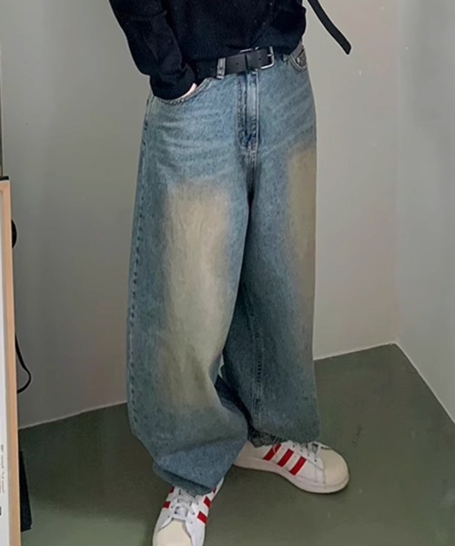 NOWLE(ノウル)の「【NOWLE】ヴィンテージライク ワイドデニムパンツ(デニムパンツ・メンズ・ライトブルー・MEDIUM/LARGE/X-LARGE)」の5枚目の写真