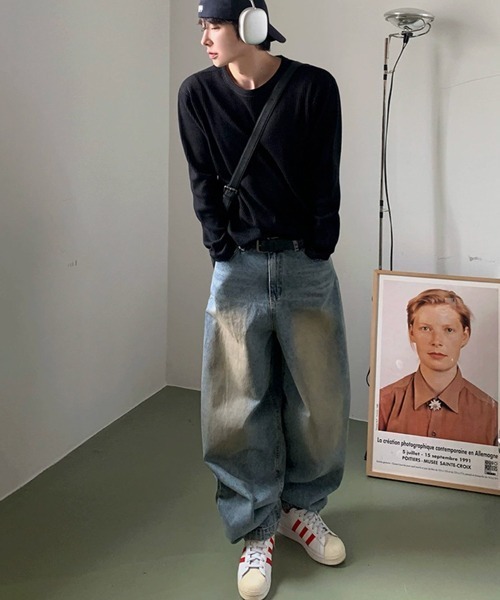 NOWLE(ノウル)の「【NOWLE】ヴィンテージライク ワイドデニムパンツ(デニムパンツ・メンズ・ライトブルー・MEDIUM/LARGE/X-LARGE)」の6枚目の写真