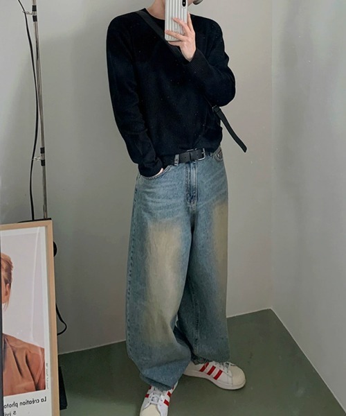 NOWLE(ノウル)の「【NOWLE】ヴィンテージライク ワイドデニムパンツ(デニムパンツ・メンズ・ライトブルー・MEDIUM/LARGE/X-LARGE)」の8枚目の写真