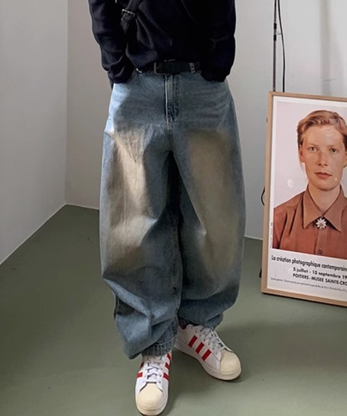NOWLE(ノウル)の「【NOWLE】ヴィンテージライク ワイドデニムパンツ(デニムパンツ・メンズ・ライトブルー・MEDIUM/LARGE/X-LARGE)」の11枚目の写真