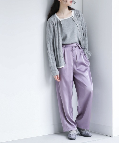 somari imagination(ソマリ イマジネーション)の「『フェイクパールベルト付きサテンカーブパンツ』(その他パンツ・レディース・ラベンダー/ブラック・2/1)」の11枚目の写真