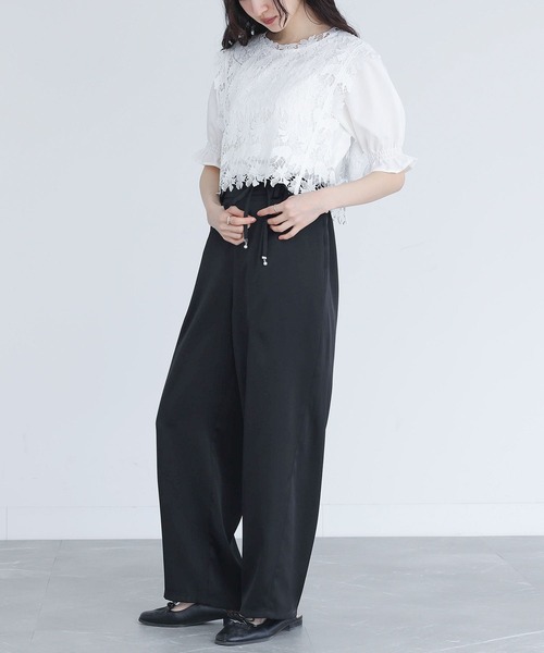 somari imagination(ソマリ イマジネーション)の「『フェイクパールベルト付きサテンカーブパンツ』(その他パンツ・レディース・ラベンダー/ブラック・2/1)」の7枚目の写真