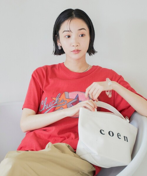 CONVERSE（コンバース）の「CONVERSE スラブ天竺半袖Tシャツ（Tシャツ/カットソー・レディース・オフホワイト/レッド・FREE）」の2枚目の写真
