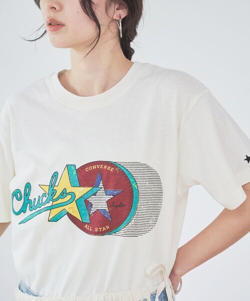 CONVERSE（コンバース）の「CONVERSE スラブ天竺半袖Tシャツ（Tシャツ/カットソー・レディース・オフホワイト/レッド・FREE）」の3枚目の写真