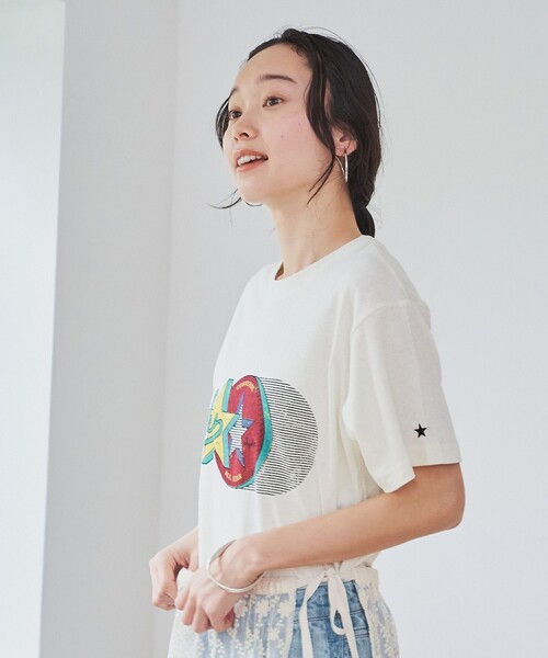 CONVERSE（コンバース）の「CONVERSE スラブ天竺半袖Tシャツ（Tシャツ/カットソー・レディース・オフホワイト/レッド・FREE）」の4枚目の写真