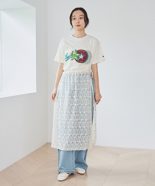CONVERSE（コンバース）の「CONVERSE スラブ天竺半袖Tシャツ（Tシャツ/カットソー・レディース・オフホワイト/レッド・FREE）」の7枚目の写真