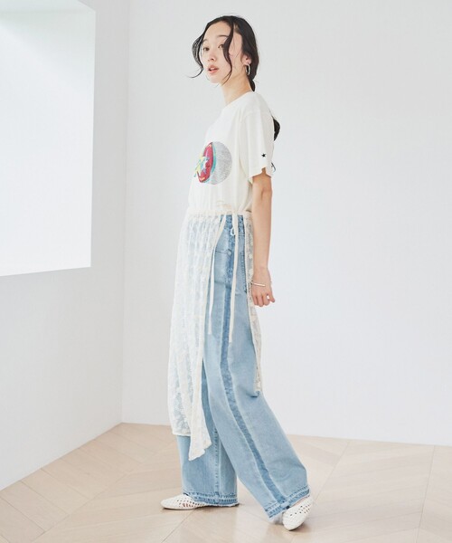 CONVERSE（コンバース）の「CONVERSE スラブ天竺半袖Tシャツ（Tシャツ/カットソー・レディース・オフホワイト/レッド・FREE）」の8枚目の写真
