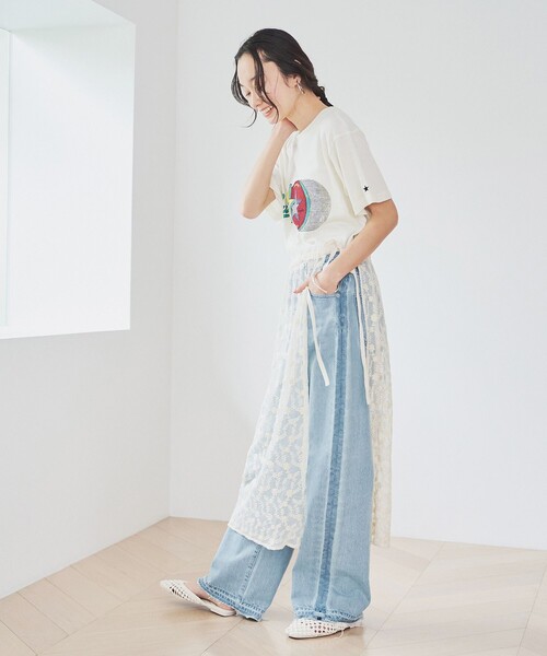 CONVERSE（コンバース）の「CONVERSE スラブ天竺半袖Tシャツ（Tシャツ/カットソー・レディース・オフホワイト/レッド・FREE）」の9枚目の写真