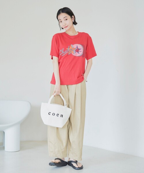 CONVERSE（コンバース）の「CONVERSE スラブ天竺半袖Tシャツ（Tシャツ/カットソー・レディース・オフホワイト/レッド・FREE）」の12枚目の写真