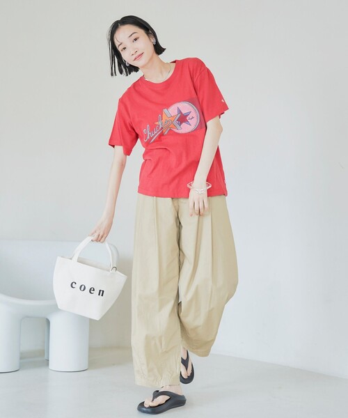 CONVERSE（コンバース）の「CONVERSE スラブ天竺半袖Tシャツ（Tシャツ/カットソー・レディース・オフホワイト/レッド・FREE）」の15枚目の写真