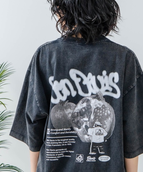 BEN DAVIS(ベンデイビス)の「【BEN DAVIS/ベンデイビス】パウダーブリーチ加工 Tシャツ 半袖 クルーネック オーバーサイズ(Tシャツ/カットソー・メンズ・ブラック系その他2/グリーン系その他/ブルー系その他2/ブラック系その他/ブラック系その他3/ブラウン系その他3/ブラック系その他4・X-LARGE/MEDIUM/LARGE/SMALL)」の1枚目の写真