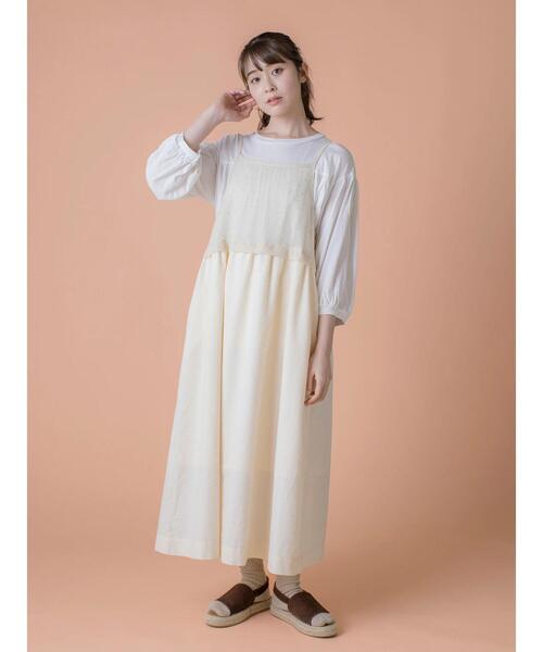 Samansa Mos2（サマンサ モスモス）の「【ゆべし×Samansa Mos2】インナー付キャミワンピース（ワンピース・レディース・ベージュ/キナリ/ブラック・F）」の15枚目の写真