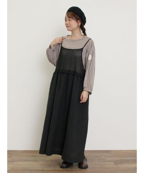 Samansa Mos2（サマンサ モスモス）の「【ゆべし×Samansa Mos2】インナー付キャミワンピース（ワンピース・レディース・ベージュ/キナリ/ブラック・F）」の22枚目の写真