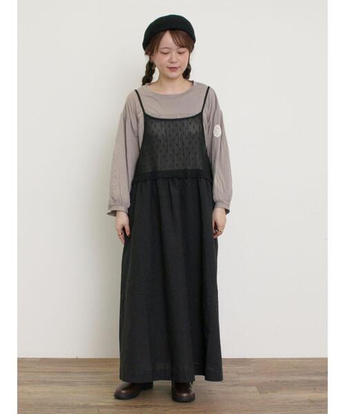 Samansa Mos2（サマンサ モスモス）の「【ゆべし×Samansa Mos2】インナー付キャミワンピース（ワンピース・レディース・ベージュ/キナリ/ブラック・F）」の7枚目の写真