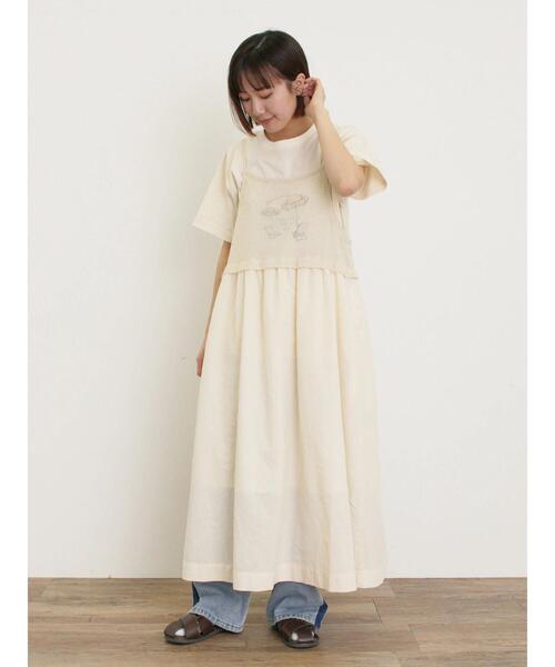 Samansa Mos2（サマンサ モスモス）の「【ゆべし×Samansa Mos2】インナー付キャミワンピース（ワンピース・レディース・ベージュ/キナリ/ブラック・F）」の4枚目の写真