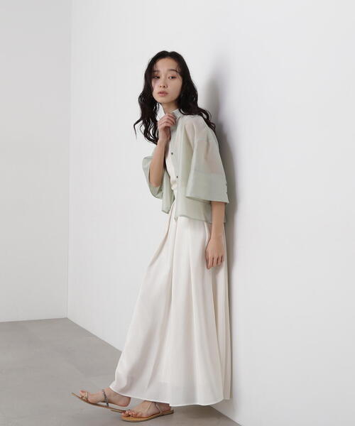 N.（N. Natural Beauty Basic）（エヌエヌナチュラルビューティーベーシック）の「【PS/低身長サイズ】シアータックフレアスカート（スカート・レディース・オフホワイト/ブラック/ブルー・MEDIUM/PS）」の20枚目の写真