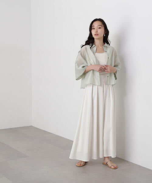 N.（N. Natural Beauty Basic）（エヌエヌナチュラルビューティーベーシック）の「【PS/低身長サイズ】シアータックフレアスカート（スカート・レディース・オフホワイト/ブラック/ブルー・MEDIUM/PS）」の21枚目の写真