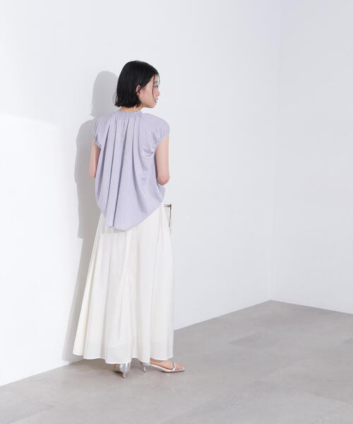 N.（N. Natural Beauty Basic）（エヌエヌナチュラルビューティーベーシック）の「【PS/低身長サイズ】シアータックフレアスカート（スカート・レディース・オフホワイト/ブラック/ブルー・MEDIUM/PS）」の6枚目の写真