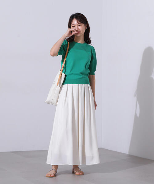 N.（N. Natural Beauty Basic）（エヌエヌナチュラルビューティーベーシック）の「【PS/低身長サイズ】シアータックフレアスカート（スカート・レディース・オフホワイト/ブラック/ブルー・MEDIUM/PS）」の7枚目の写真