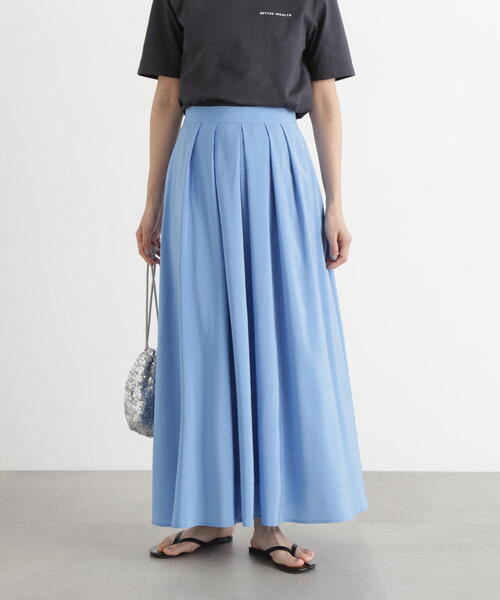 N.（N. Natural Beauty Basic）（エヌエヌナチュラルビューティーベーシック）の「【PS/低身長サイズ】シアータックフレアスカート（スカート・レディース・オフホワイト/ブラック/ブルー・MEDIUM/PS）」の14枚目の写真