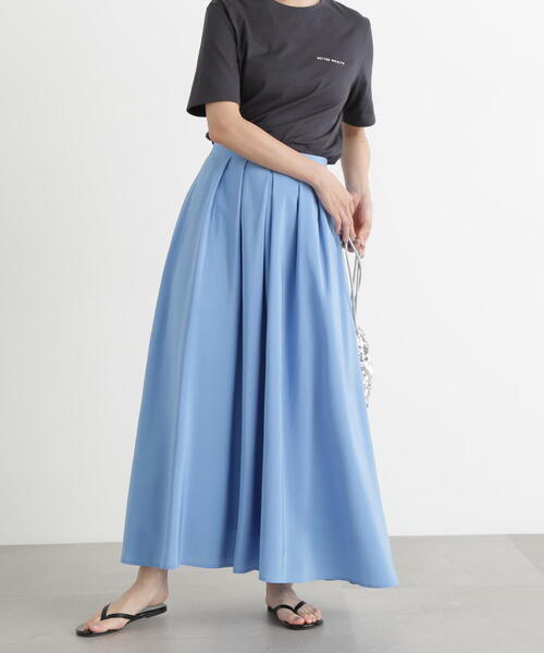 N.（N. Natural Beauty Basic）（エヌエヌナチュラルビューティーベーシック）の「【PS/低身長サイズ】シアータックフレアスカート（スカート・レディース・オフホワイト/ブラック/ブルー・MEDIUM/PS）」の16枚目の写真