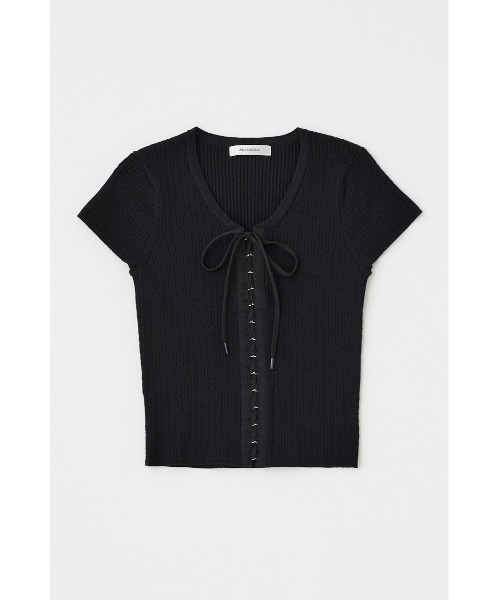 MOUSSY(マウジー)の「RIBBON CABLE ニット(ニット/セーター・レディース・ブラック/オフホワイト/ライトカーキ・FREE)」の4枚目の写真