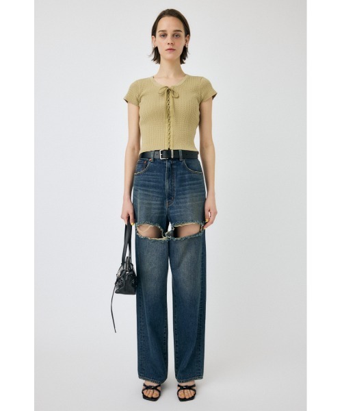 MOUSSY(マウジー)の「RIBBON CABLE ニット(ニット/セーター・レディース・ブラック/オフホワイト/ライトカーキ・FREE)」の8枚目の写真