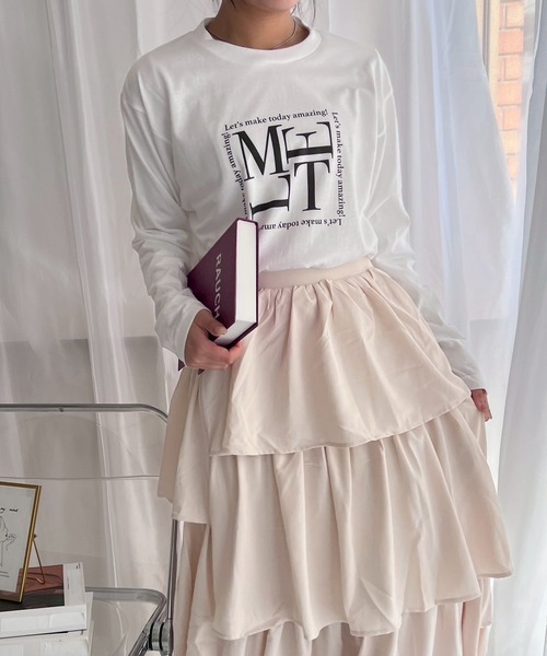 merrylatte(メリーラテ)の「モノクロメリラテロンT/長袖Tシャツ(Tシャツ/カットソー・レディース・A/B・MEDIUM)」の1枚目の写真