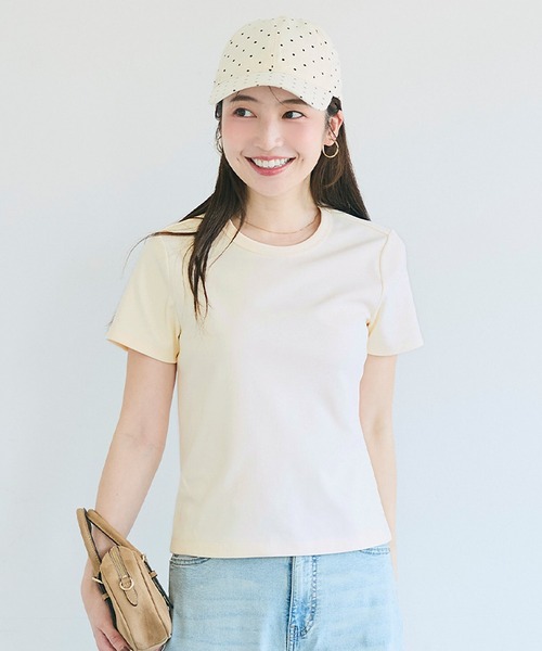 coca(coca)(コカ)の「【西山茉希様着用】\UVカット・速乾/ EAZYTEXクルーネックTシャツ(Tシャツ/カットソー・レディース・ライトブルー/ブラック/ライトピンク/ライトベージュ/ホワイト/チャコール/ライトグレー/ライトグリーン/アイボリー/ダークブラウン・S/M/L/XL)」の3枚目の写真