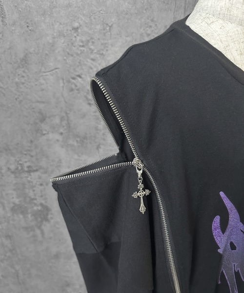Amilige Tied BearプリントZIPTシャツ