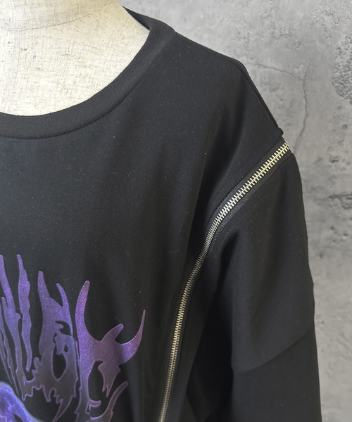 Amilige（アミリージュ）の「DEVIL BEARプリントロングZIPTシャツ（T