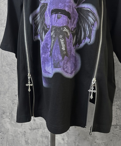 セール】DEVIL BEARプリントロングZIPTシャツ（Tシャツ