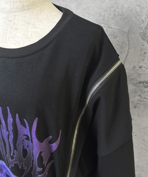 セール】DEVIL BEARプリントロングZIPTシャツ（Tシャツ