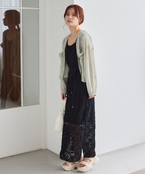 mysty woman（ミスティウーマン）の「［追加1］クロシェロングノースリーブワンピース  491357（ワンピース・レディース・ブラック/その他/アイボリー・FREE）」の22枚目の写真