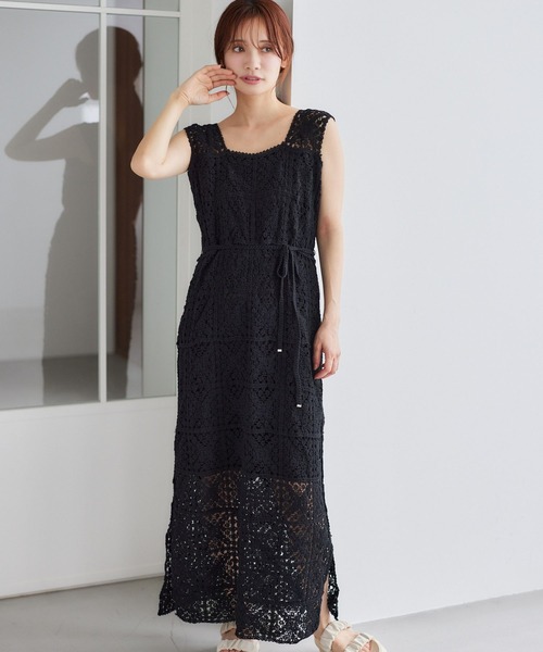 mysty woman（ミスティウーマン）の「［追加1］クロシェロングノースリーブワンピース  491357（ワンピース・レディース・ブラック/その他/アイボリー・FREE）」の20枚目の写真