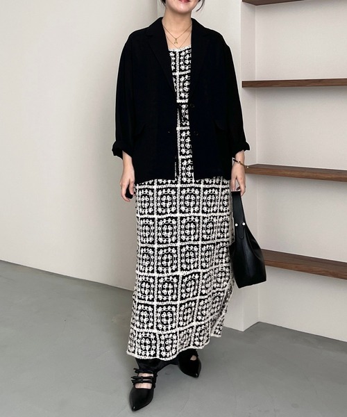 mysty woman（ミスティウーマン）の「［追加1］クロシェロングノースリーブワンピース  491357（ワンピース・レディース・ブラック/その他/アイボリー・FREE）」の14枚目の写真