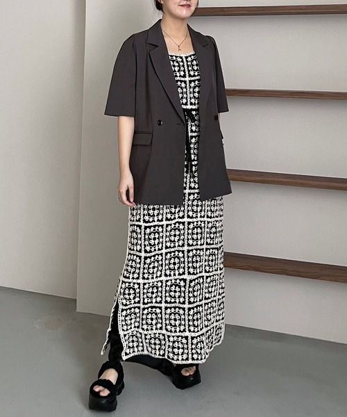 mysty woman（ミスティウーマン）の「［追加1］クロシェロングノースリーブワンピース  491357（ワンピース・レディース・ブラック/その他/アイボリー・FREE）」の13枚目の写真