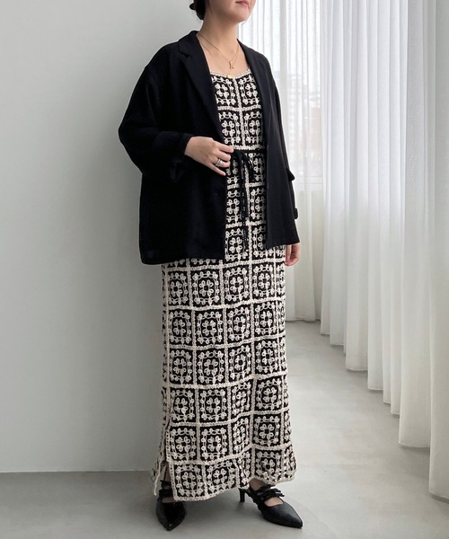 mysty woman（ミスティウーマン）の「［追加1］クロシェロングノースリーブワンピース  491357（ワンピース・レディース・ブラック/その他/アイボリー・FREE）」の12枚目の写真